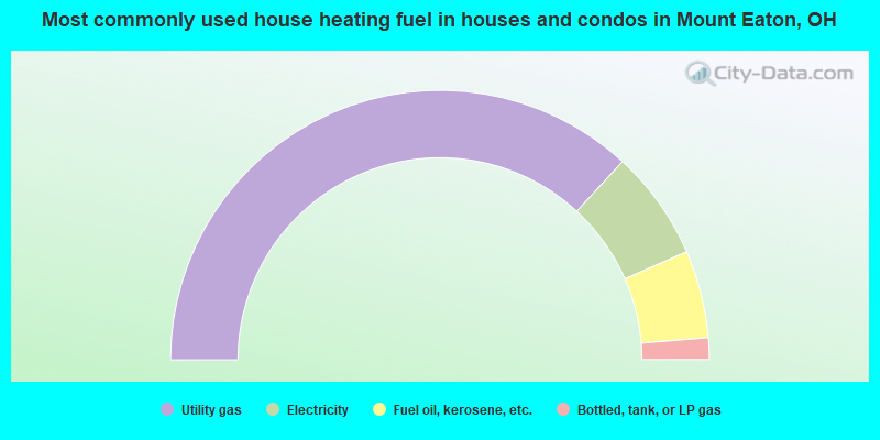 Most commonly used house heating fuel in houses and condos in Mount Eaton, OH