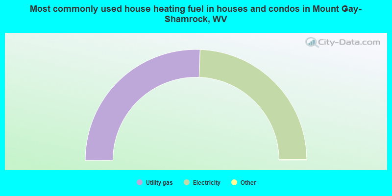 Most commonly used house heating fuel in houses and condos in Mount Gay-Shamrock, WV
