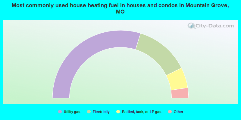 Most commonly used house heating fuel in houses and condos in Mountain Grove, MO