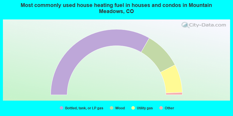 Most commonly used house heating fuel in houses and condos in Mountain Meadows, CO