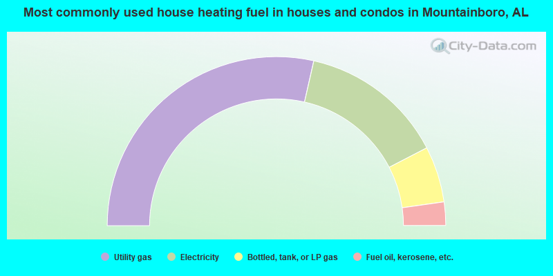 Most commonly used house heating fuel in houses and condos in Mountainboro, AL