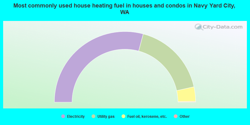 Most commonly used house heating fuel in houses and condos in Navy Yard City, WA