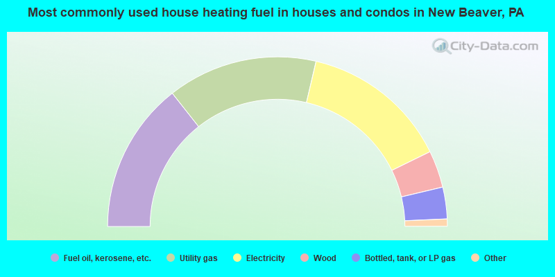 Most commonly used house heating fuel in houses and condos in New Beaver, PA