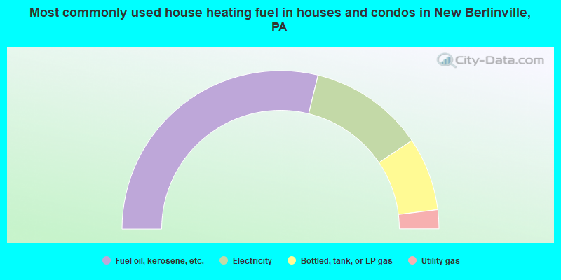 Most commonly used house heating fuel in houses and condos in New Berlinville, PA