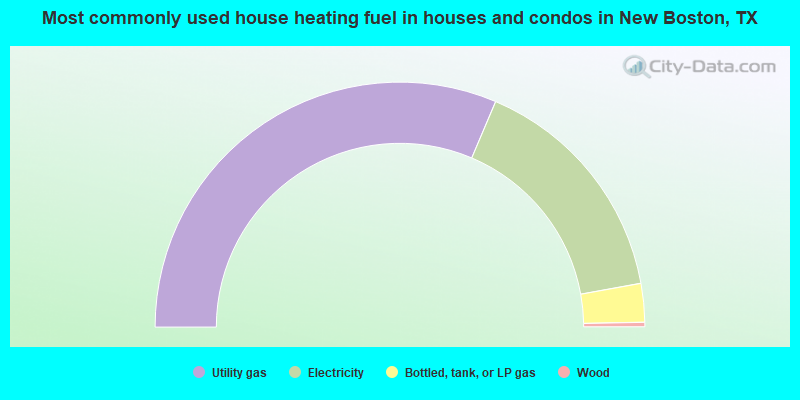 Most commonly used house heating fuel in houses and condos in New Boston, TX