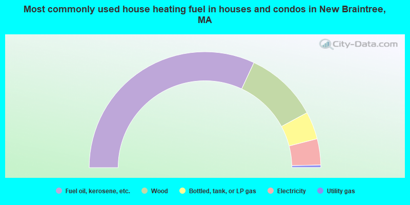 Most commonly used house heating fuel in houses and condos in New Braintree, MA