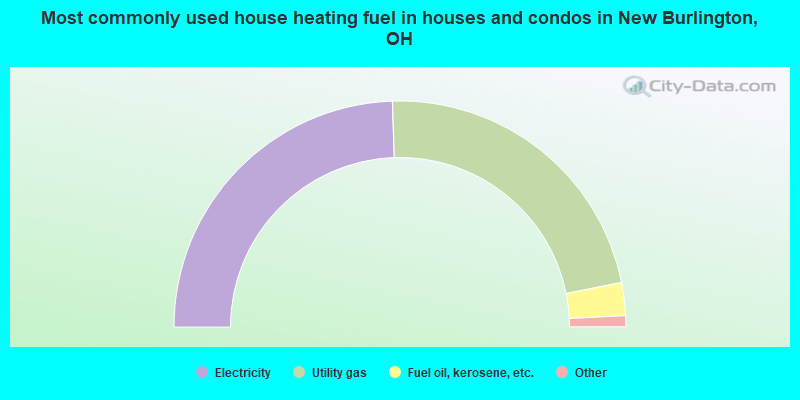 Most commonly used house heating fuel in houses and condos in New Burlington, OH