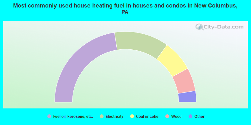 Most commonly used house heating fuel in houses and condos in New Columbus, PA