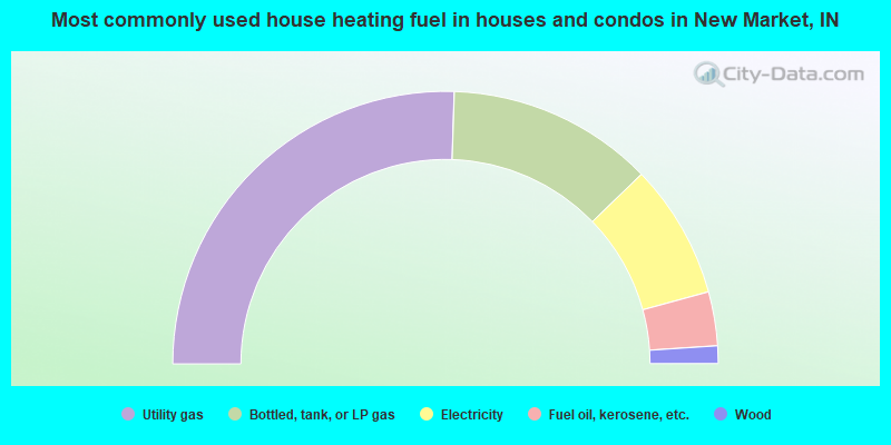 Most commonly used house heating fuel in houses and condos in New Market, IN