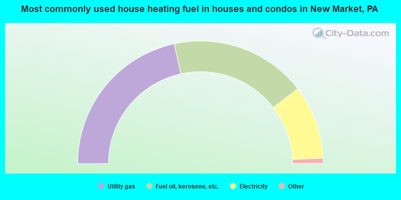 Most commonly used house heating fuel in houses and condos in New Market, PA