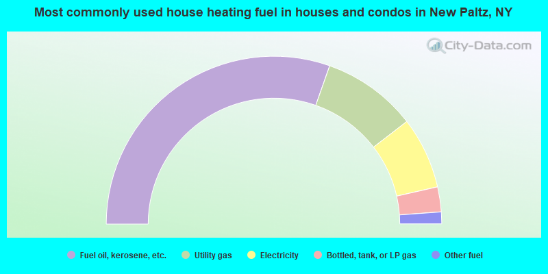 Most commonly used house heating fuel in houses and condos in New Paltz, NY