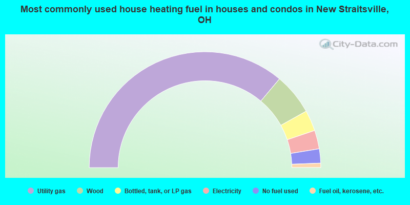 Most commonly used house heating fuel in houses and condos in New Straitsville, OH