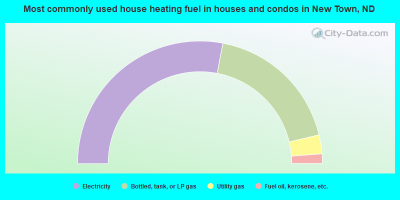 Most commonly used house heating fuel in houses and condos in New Town, ND