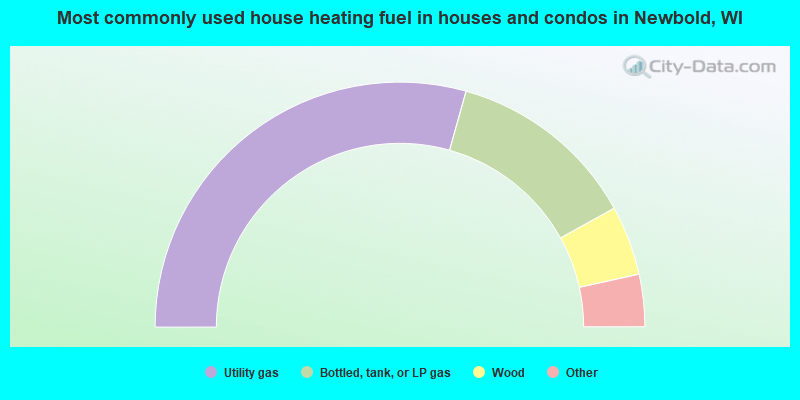 Most commonly used house heating fuel in houses and condos in Newbold, WI