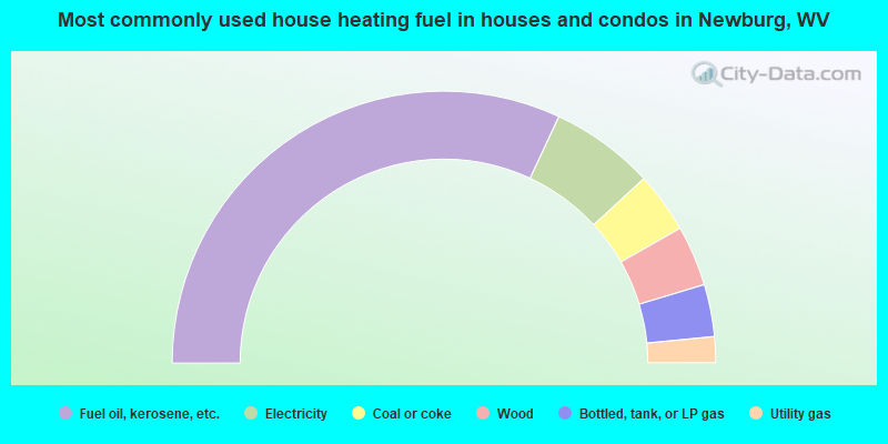 Most commonly used house heating fuel in houses and condos in Newburg, WV