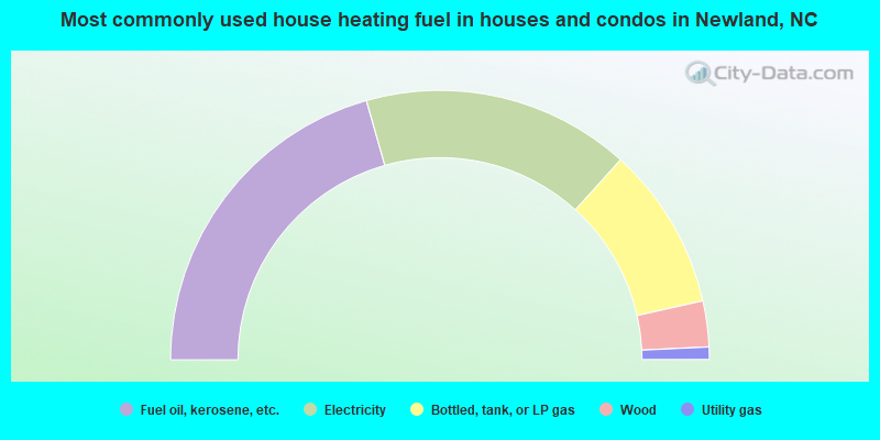 Most commonly used house heating fuel in houses and condos in Newland, NC