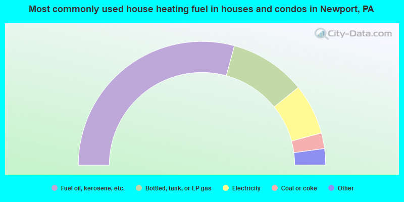 Most commonly used house heating fuel in houses and condos in Newport, PA