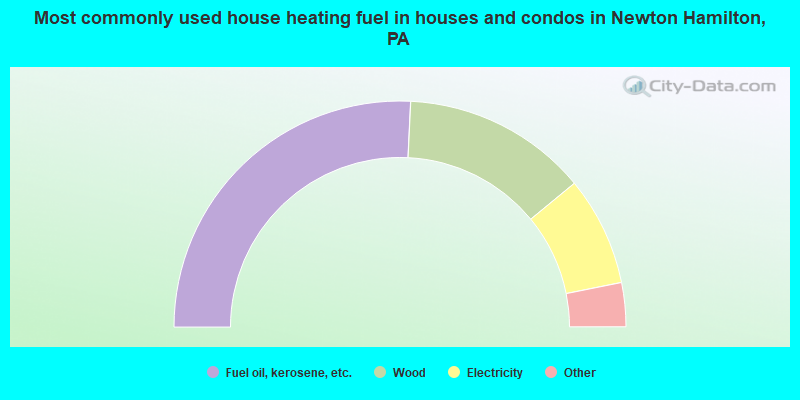Most commonly used house heating fuel in houses and condos in Newton Hamilton, PA