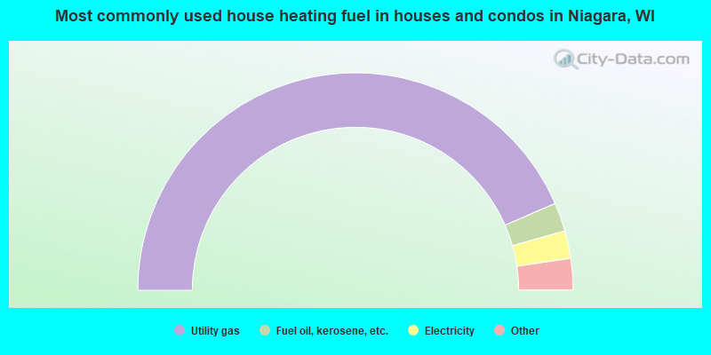 Most commonly used house heating fuel in houses and condos in Niagara, WI