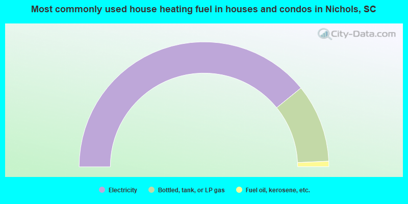 Most commonly used house heating fuel in houses and condos in Nichols, SC