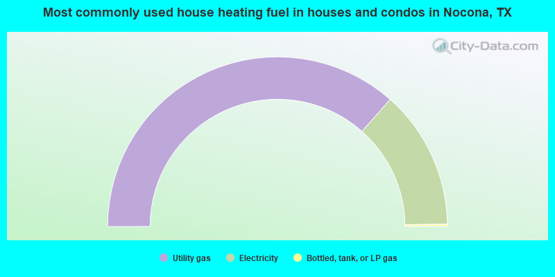 Most commonly used house heating fuel in houses and condos in Nocona, TX