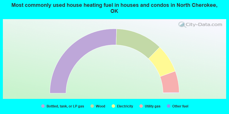 Most commonly used house heating fuel in houses and condos in North Cherokee, OK