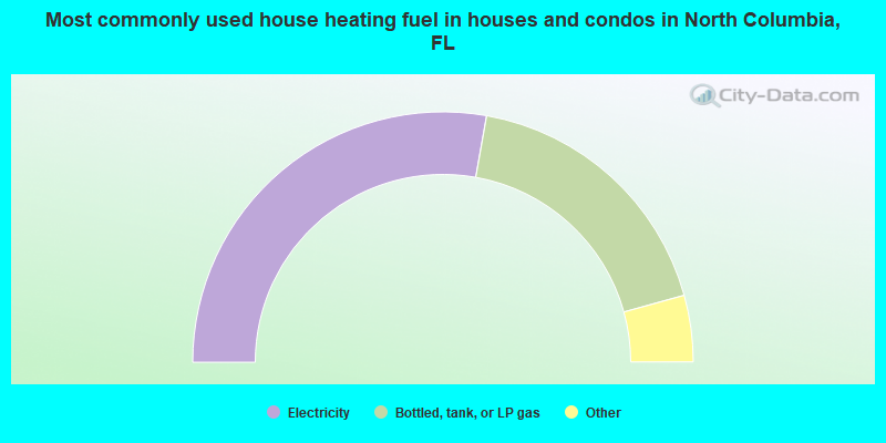 Most commonly used house heating fuel in houses and condos in North Columbia, FL