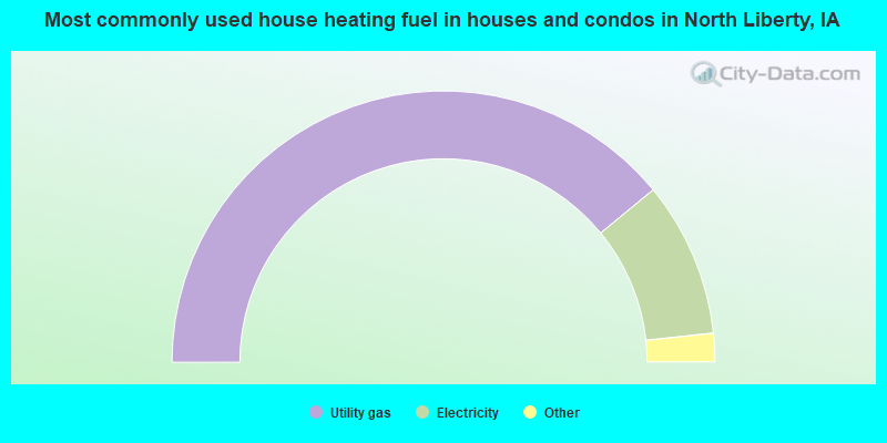 Most commonly used house heating fuel in houses and condos in North Liberty, IA