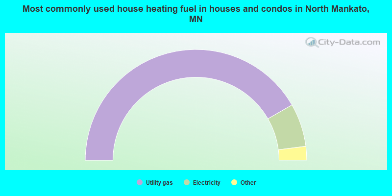 Most commonly used house heating fuel in houses and condos in North Mankato, MN