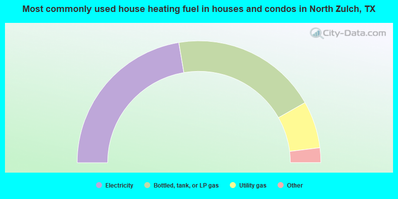 Most commonly used house heating fuel in houses and condos in North Zulch, TX