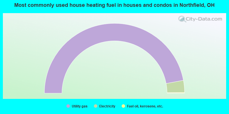 Most commonly used house heating fuel in houses and condos in Northfield, OH