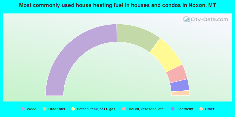 Most commonly used house heating fuel in houses and condos in Noxon, MT