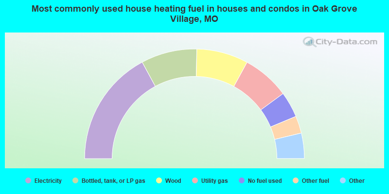 Most commonly used house heating fuel in houses and condos in Oak Grove Village, MO