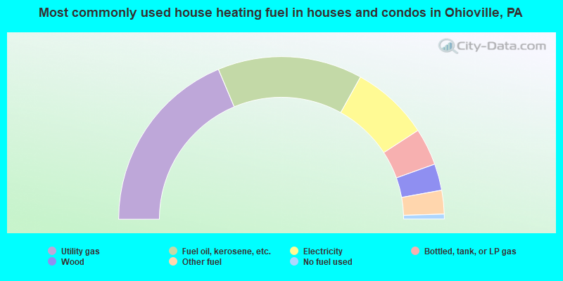 Most commonly used house heating fuel in houses and condos in Ohioville, PA