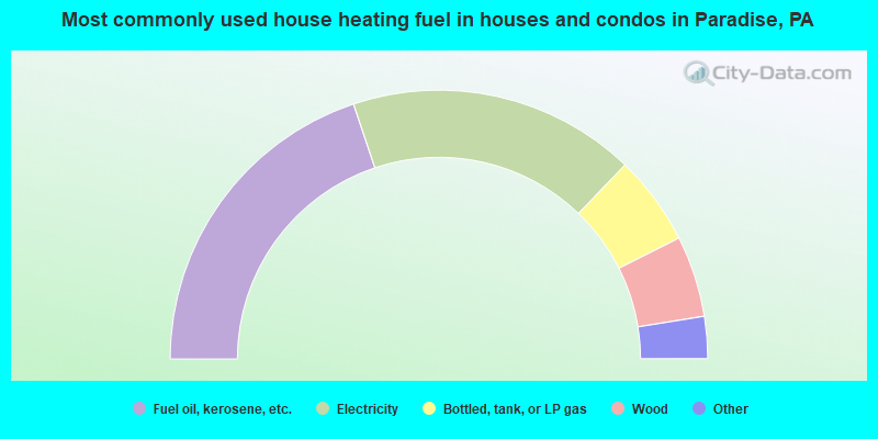 Most commonly used house heating fuel in houses and condos in Paradise, PA