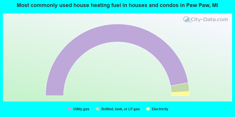 Most commonly used house heating fuel in houses and condos in Paw Paw, MI