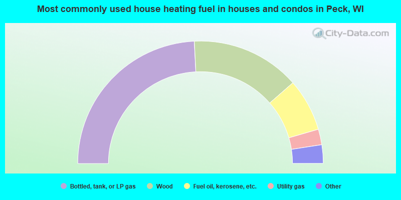 Most commonly used house heating fuel in houses and condos in Peck, WI
