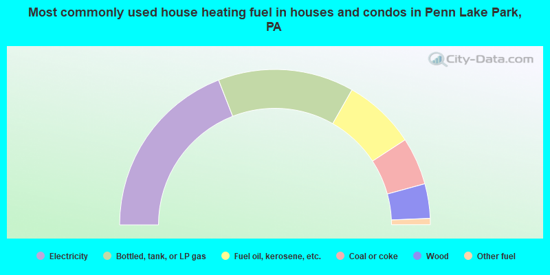 Most commonly used house heating fuel in houses and condos in Penn Lake Park, PA