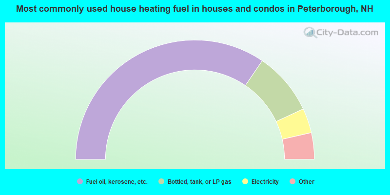 Most commonly used house heating fuel in houses and condos in Peterborough, NH