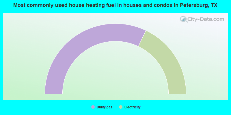 Most commonly used house heating fuel in houses and condos in Petersburg, TX