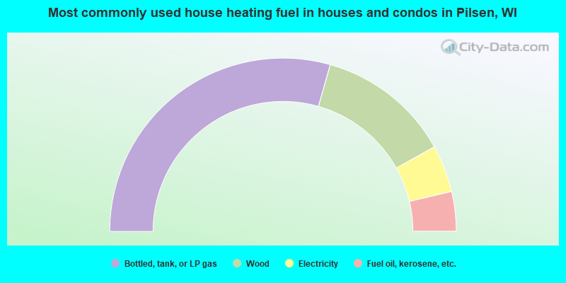Most commonly used house heating fuel in houses and condos in Pilsen, WI
