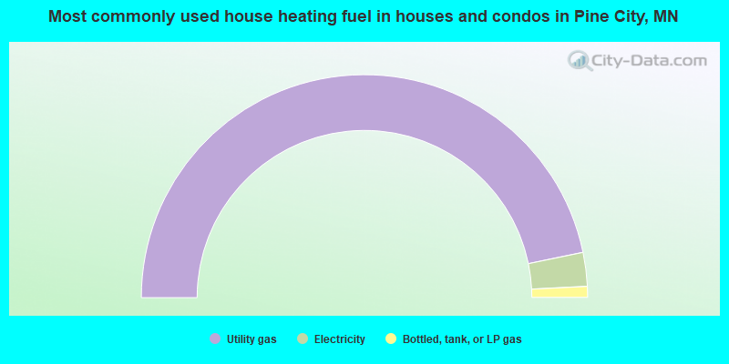Most commonly used house heating fuel in houses and condos in Pine City, MN