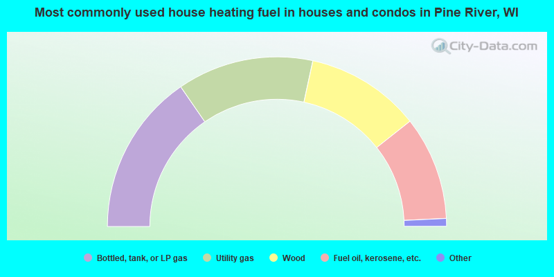 Most commonly used house heating fuel in houses and condos in Pine River, WI