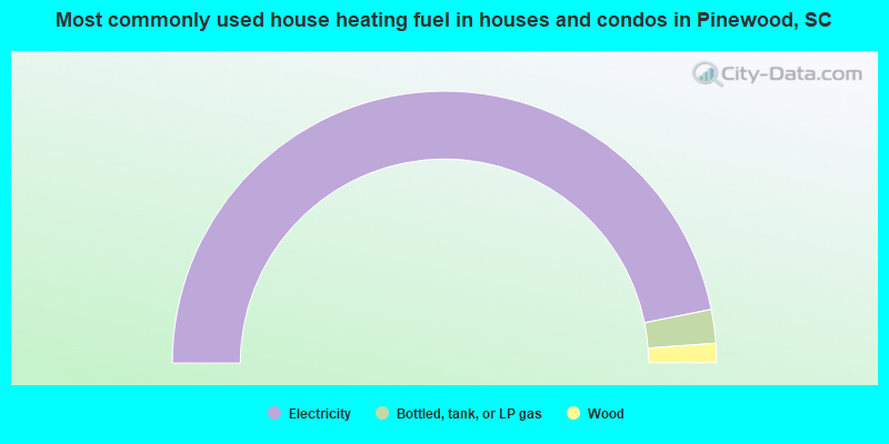 Most commonly used house heating fuel in houses and condos in Pinewood, SC