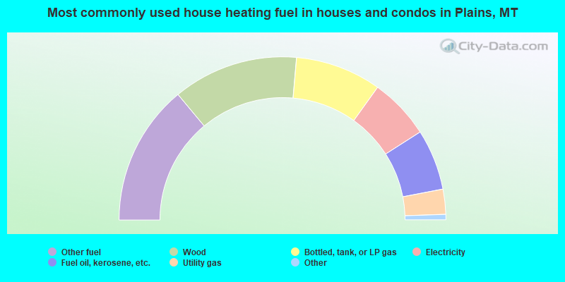 Most commonly used house heating fuel in houses and condos in Plains, MT