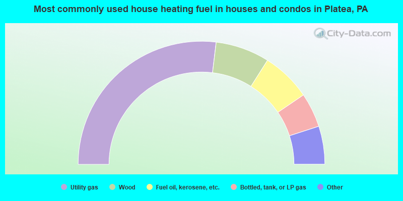 Most commonly used house heating fuel in houses and condos in Platea, PA
