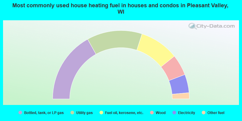 Most commonly used house heating fuel in houses and condos in Pleasant Valley, WI