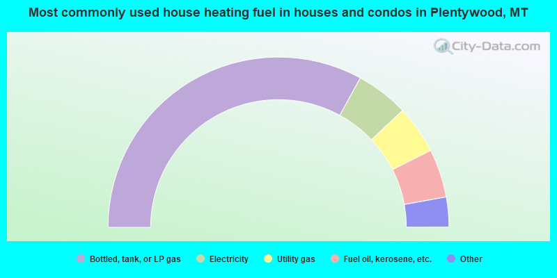 Most commonly used house heating fuel in houses and condos in Plentywood, MT