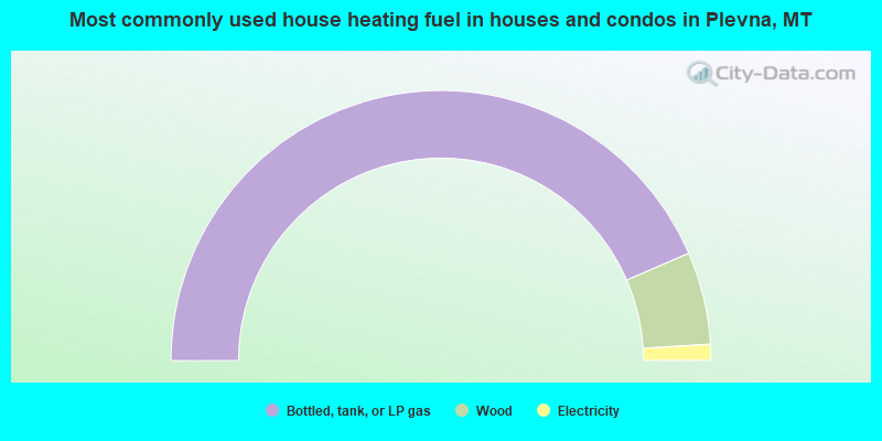 Most commonly used house heating fuel in houses and condos in Plevna, MT
