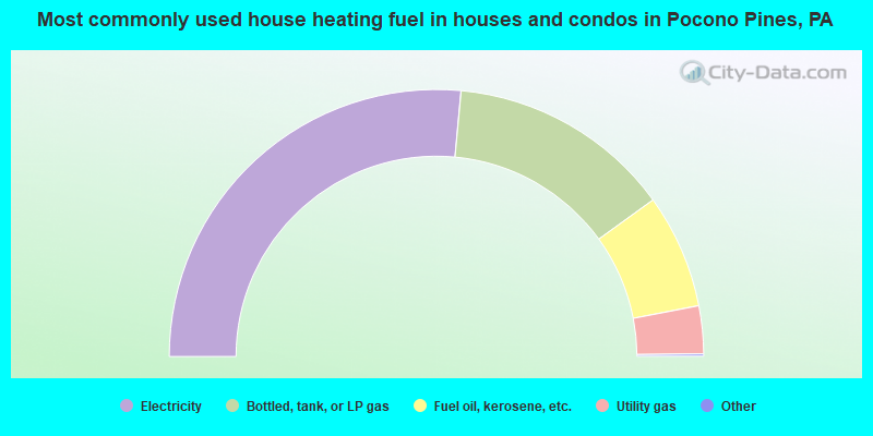 Most commonly used house heating fuel in houses and condos in Pocono Pines, PA